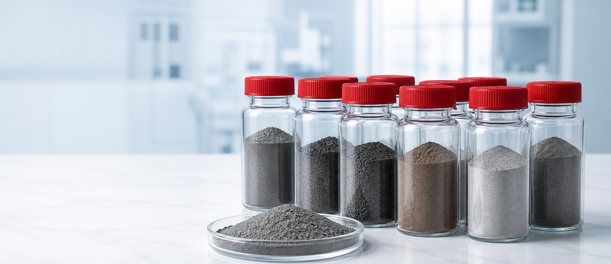 Metal powder sample bottles